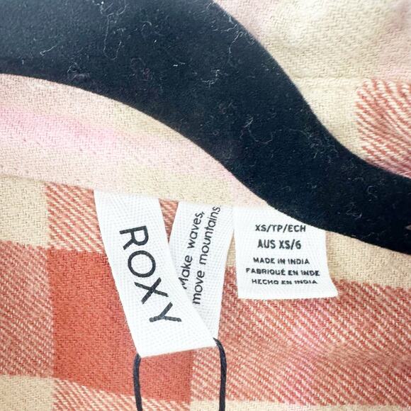 Roxy Let It Go Flannel Long Sleeve Button Up Shirt Boyfriend Fit Size XS NWT - Picture 11 of 12